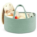 Maliton Diaper Caddy Organizer for Baby Boy- Cotton Rope Diaper Caddy, Diaper Organizer for Changing Table, Nursery Storage Caddy, Newborn Baby Must Have Items